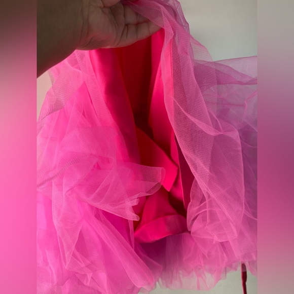 Hot Pink Tulle Corset Mini Dress Bow Barbiecore Prom Homecoming Event Size 4 - Picture 11 of 14
